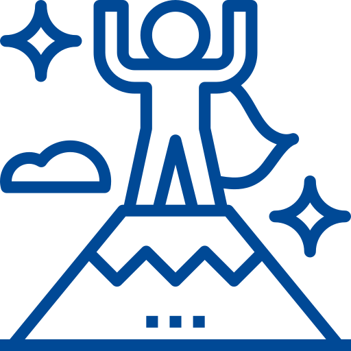 Icon Männchena auf dem Berg Symbolbild für Erfolgsbeteiligung